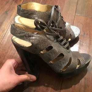 Y2K chunky Coach snakeskin sling back high heels sz 7